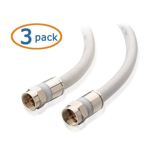Cable Matters 3-Pack, CL2 In-Wall Rated (CM) Quad Shielded RG6 Coaxial Patch Cable in Black 3 Feet N8