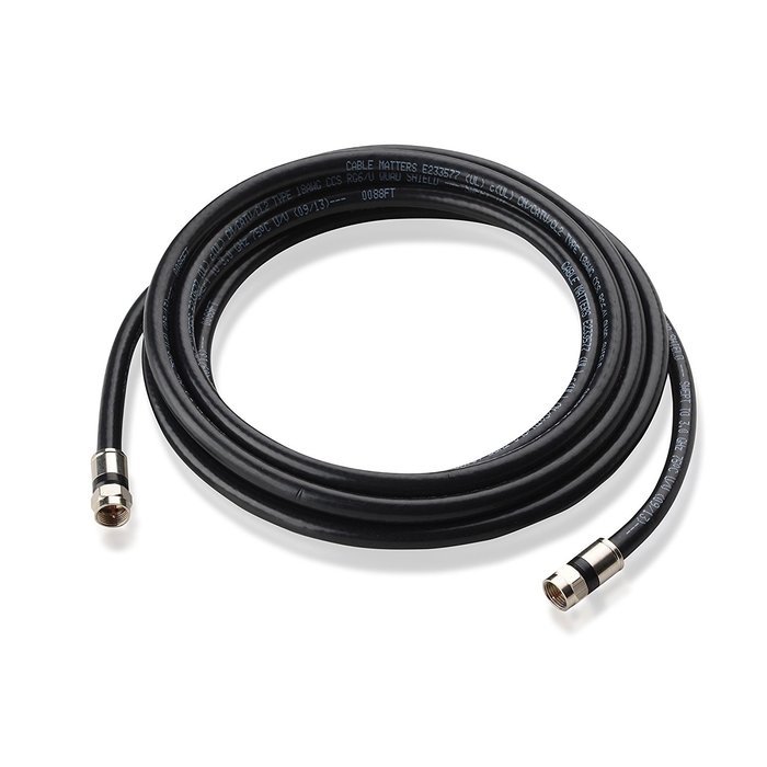 Cable Matters 3-Pack, CL2 In-Wall Rated (CM) Quad Shielded RG6 Coaxial Patch Cable in Black 3 Feet N10