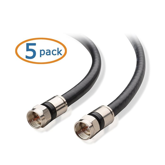 Cable Matters 3-Pack, CL2 In-Wall Rated (CM) Quad Shielded RG6 Coaxial Patch Cable in Black 3 Feet N22