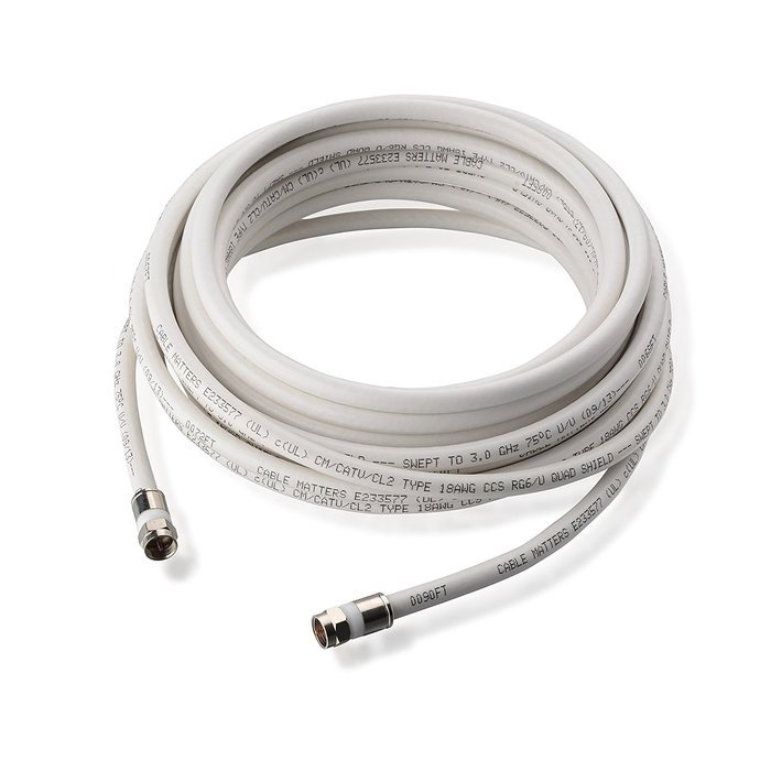 Cable Matters 3-Pack, CL2 In-Wall Rated (CM) Quad Shielded RG6 Coaxial Patch Cable in Black 3 Feet N28