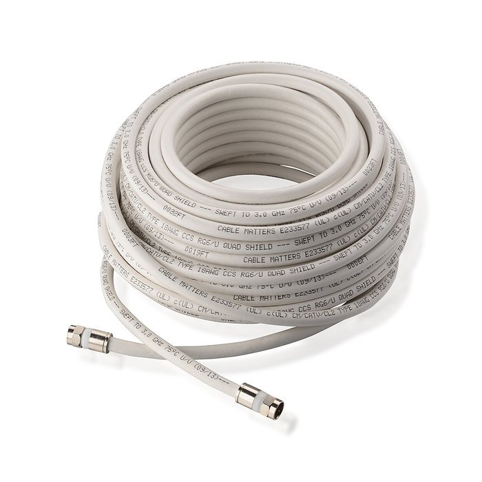 Cable Matters 3-Pack, CL2 In-Wall Rated (CM) Quad Shielded RG6 Coaxial Patch Cable in Black 3 Feet N30