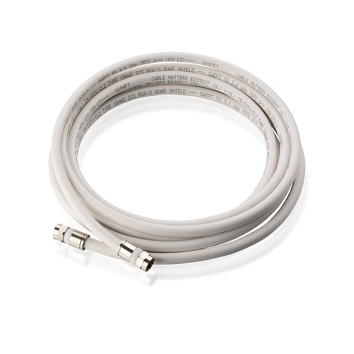 Cable Matters 3-Pack, CL2 In-Wall Rated (CM) Quad Shielded RG6 Coaxial Patch Cable in Black 3 Feet N34