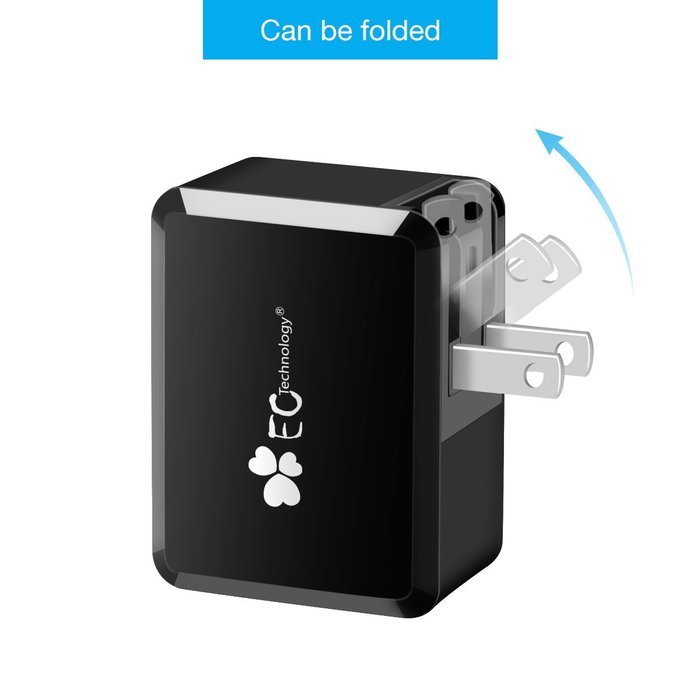 EC Technology 4A 3 port 20W USB Wall Charger with Auto IC (Foldable Plug) adapter for iPhone SE/6s/6/6 Plus, iPad... N17