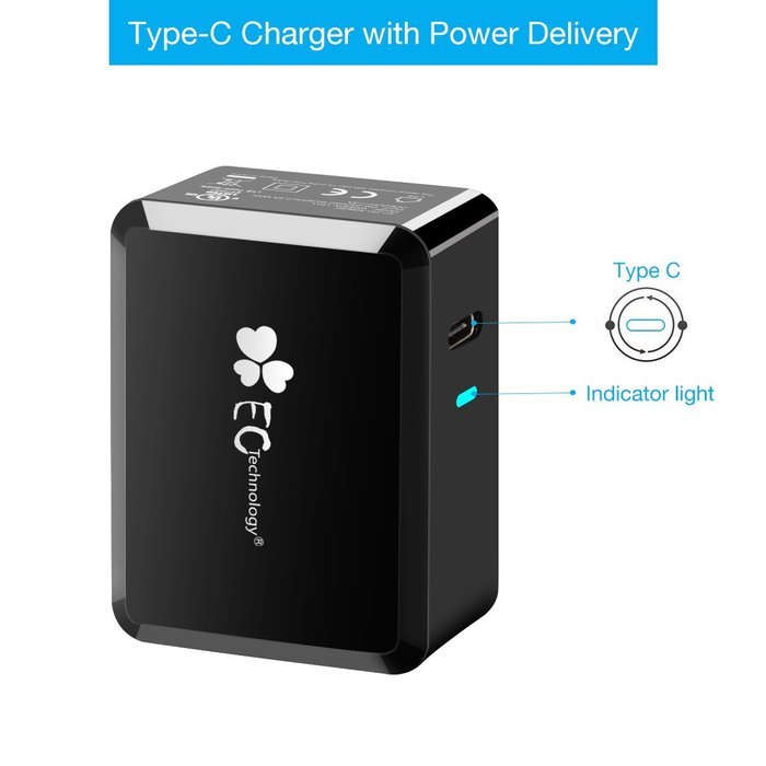 EC Technology 4A 3 port 20W USB Wall Charger with Auto IC (Foldable Plug) adapter for iPhone SE/6s/6/6 Plus, iPad... N18