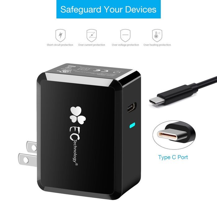 EC Technology 4A 3 port 20W USB Wall Charger with Auto IC (Foldable Plug) adapter for iPhone SE/6s/6/6 Plus, iPad... N19