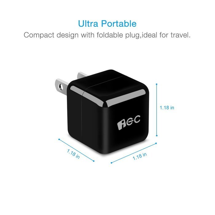 EC Technology 4A 3 port 20W USB Wall Charger with Auto IC (Foldable Plug) adapter for iPhone SE/6s/6/6 Plus, iPad... N24