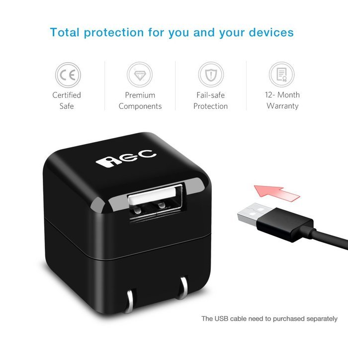 EC Technology 4A 3 port 20W USB Wall Charger with Auto IC (Foldable Plug) adapter for iPhone SE/6s/6/6 Plus, iPad... N25