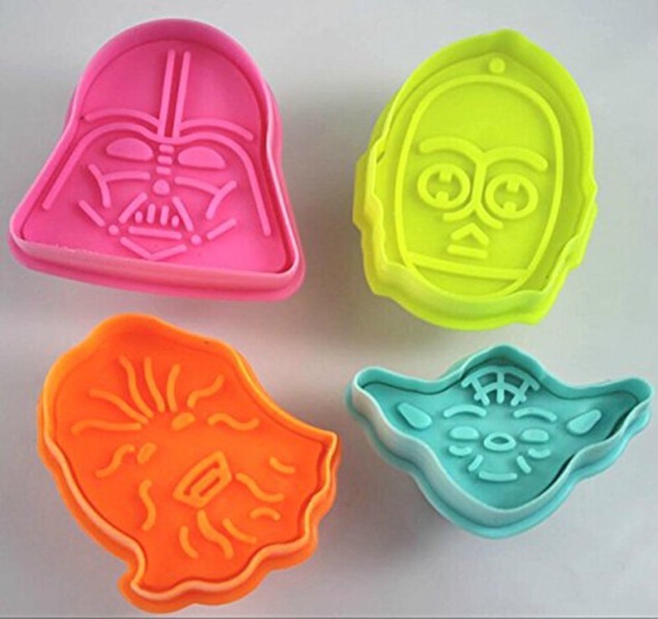 4 Pcs Star Wars Cookie Cutter Fondant Cutter Cup Cake Decorating Tools Das Vinda stormtroopers Yoda
