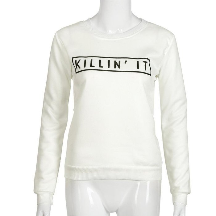 AIMTOPPY Fashion Women Letter Printed Casual Hooded Sweatshirt Hoodie Coat Outerwear Tops (XL, White)