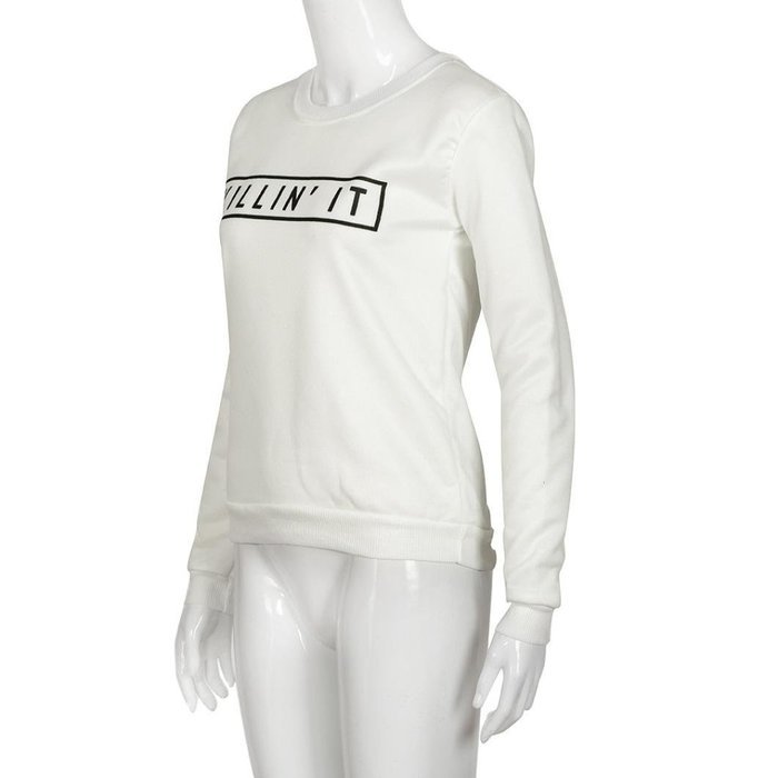 AIMTOPPY Fashion Women Letter Printed Casual Hooded Sweatshirt Hoodie Coat Outerwear Tops (XL, White) N2