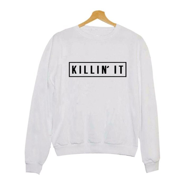 AIMTOPPY Fashion Women Letter Printed Casual Hooded Sweatshirt Hoodie Coat Outerwear Tops (XL, White) N4
