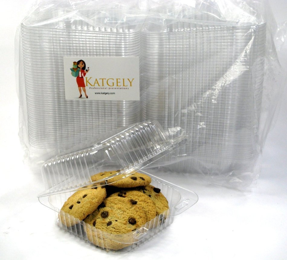 Katgely Medium Square Cookie Container (Pack of 50) N6