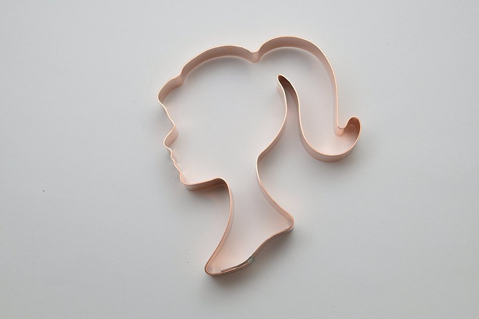 Pigtailed Girl Silhouette Copper Cookie Cutter N2
