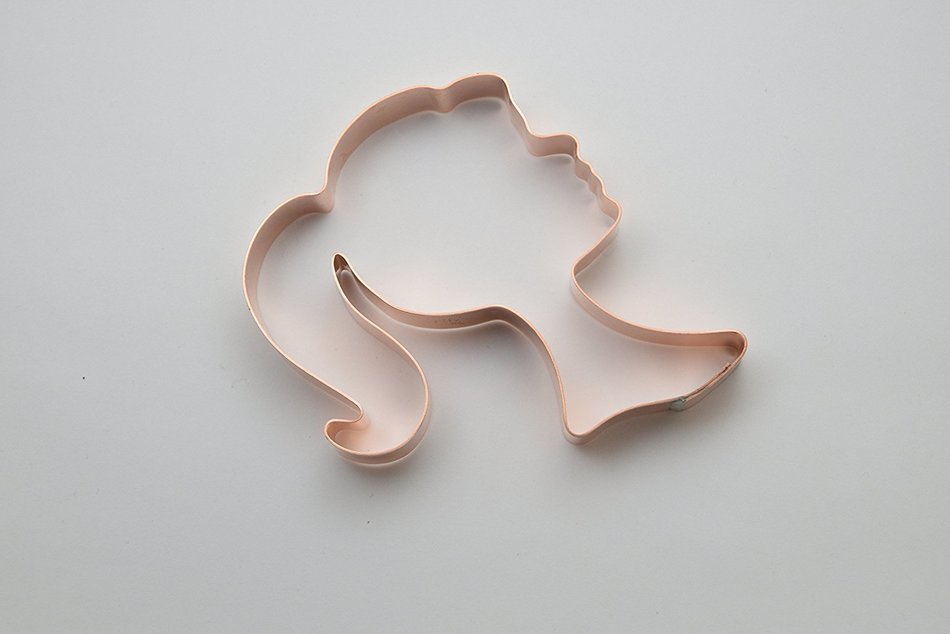 Pigtailed Girl Silhouette Copper Cookie Cutter N3