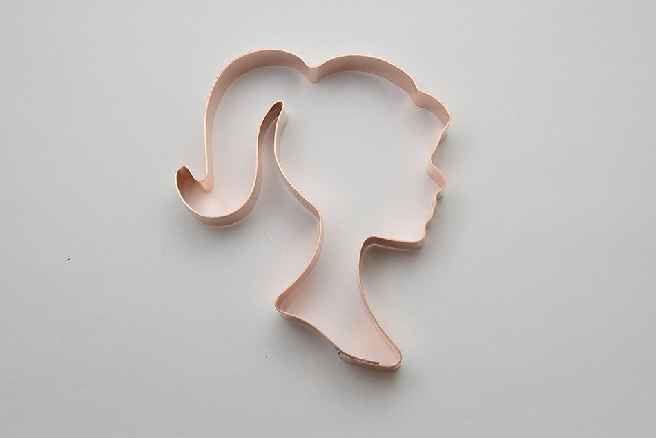 Pigtailed Girl Silhouette Copper Cookie Cutter N4