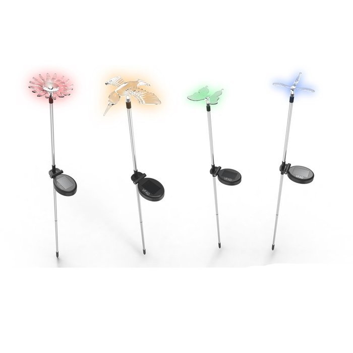 [ VFAD ] Solar Lights, Set of 4 Solar Powered LED Waterproof Stake Lights Outdoor Garden Path Landscape Light,...