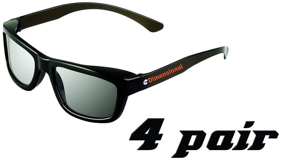 ED 4 Pack CINEMA 3D GLASSES For LG 3D TVs &ndash; Adult Sized Passive Circular Polarized 3D Glasses N5