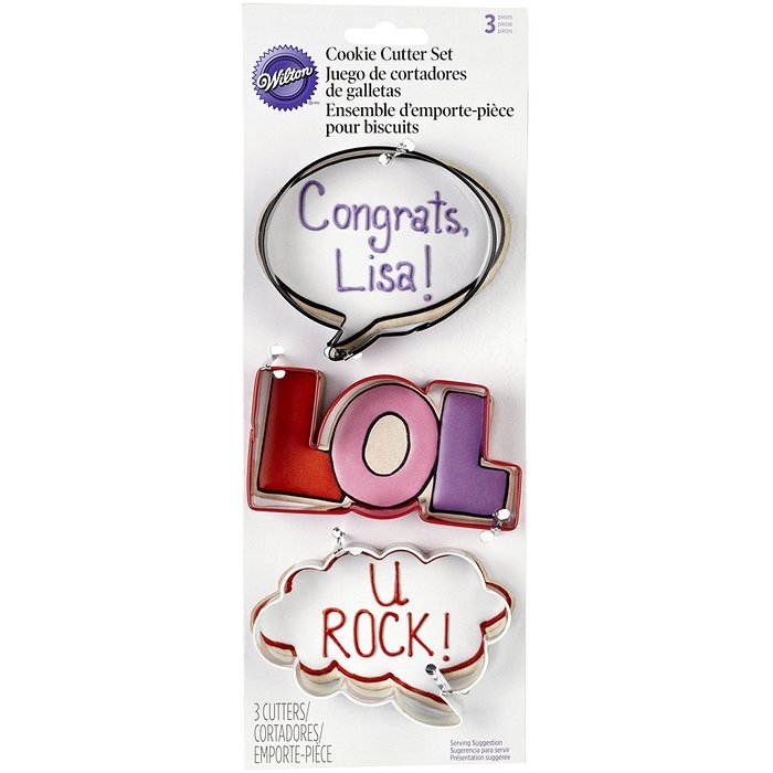 Wilton Cookie Cutter Set, LOL, Talk and Bubble, 3-Pack