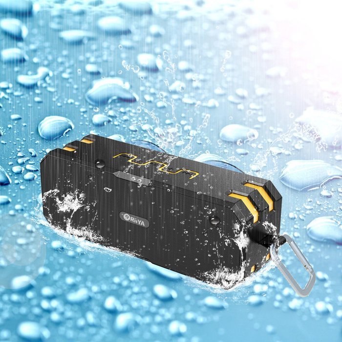 RiiYA Strong Life Wireless Portable Sport Waterproof Bluetooth Speaker with IP67 & Microphone - Black/Yellow