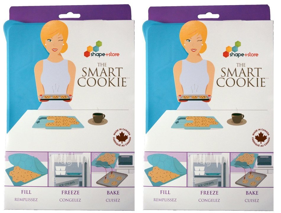 Shape+Store Smart Cookie Innovative Cookie Cutter and Freezer Container (Pack of 2), Baker's Dozen X2, Blue N2