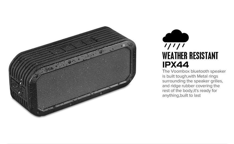 Divoom Voombox-Outdoor Water Resistant Bluetooth Portable Speaker with Mic for Smartphones - Retail Packaging... N4