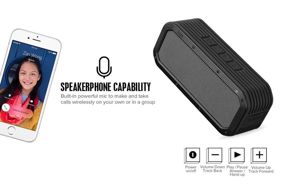 Divoom Voombox-Outdoor Water Resistant Bluetooth Portable Speaker with Mic for Smartphones - Retail Packaging... N6