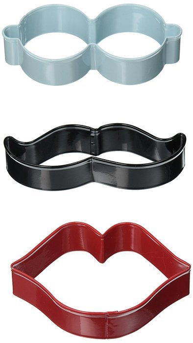 Wilton 2308-3740 3-Piece Glasses, Mustach, Lips Cookie Cutter