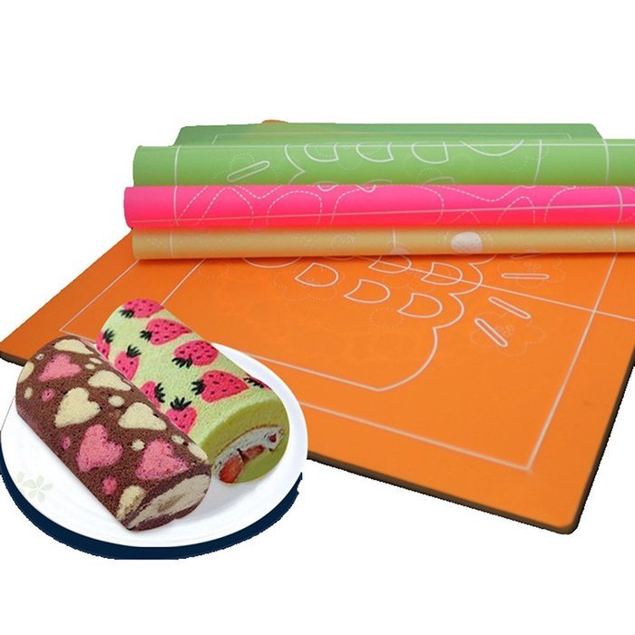 Hangnuo Silicone Cake Roll Mold Double-sided Painted Cake Mat 18.81 X 18.81 Inches Yellow