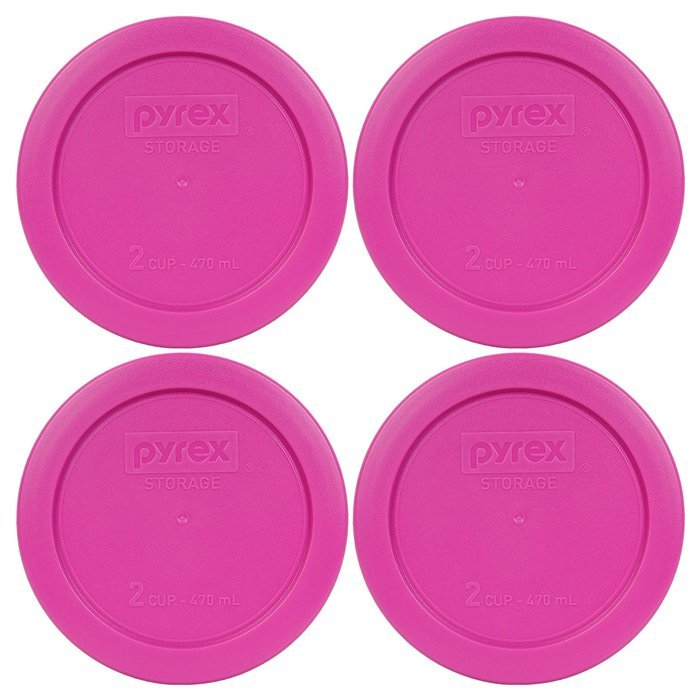 Pyrex 7200-PC Round 2 Cup Storage Lid for Glass Bowls (6, Pink) N4