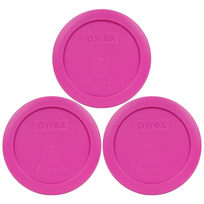 Pyrex 7200-PC Round 2 Cup Storage Lid for Glass Bowls (6, Pink) N5