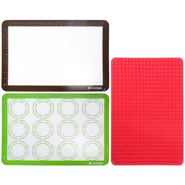 Avery Barn 3 Pack BPA Free Silicone Baking and Fat Reducer Baking Mat Sheets N2