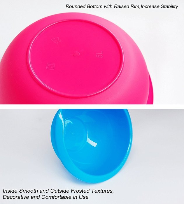 Honla Plastic Mixing Bowls with Lids,Pour Spout&Curved Lip,1,2,3 and 5 Quart-Set of 4-Blue/Lime Green/Orange/Pink-for... N3