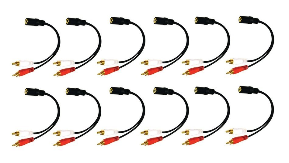 C&E 30S1-01260 2 x RCA Male, 1 x 3.5mm Stereo Female, Y-Cable 6-Inch Gold Plated Connector N2