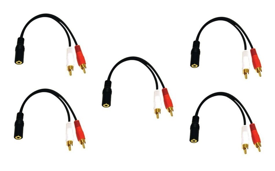 C&E 30S1-01260 2 x RCA Male, 1 x 3.5mm Stereo Female, Y-Cable 6-Inch Gold Plated Connector N4