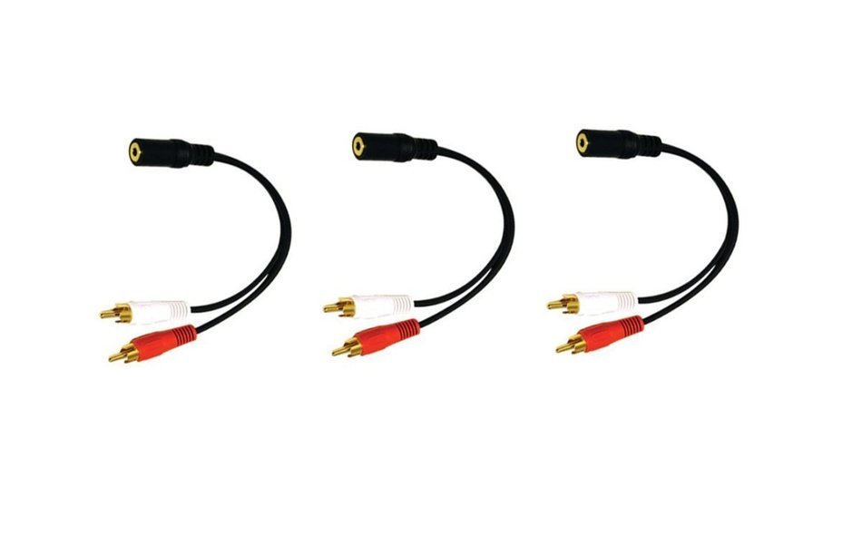 C&E 30S1-01260 2 x RCA Male, 1 x 3.5mm Stereo Female, Y-Cable 6-Inch Gold Plated Connector N6