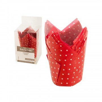 Fu Global Paper Baking Cups Polka Dot Cupcake Liners Red & White Cupcake Wrappers Pack of 12