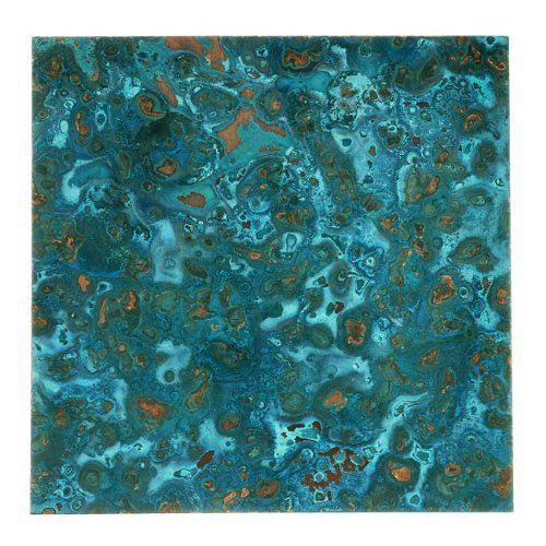 Lillypilly Copper Sheet Metal Square Azul Patina 24 Gauge - 3x3 Inch