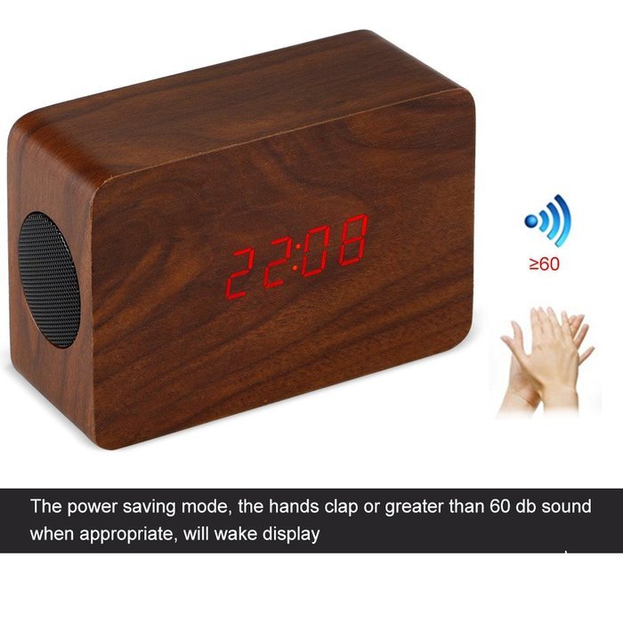 Sunshine-tipway&reg; Wireless Wooden Bluetooth Stereo Speaker Clock Kit with Alarm Function and LED Display Works... N15