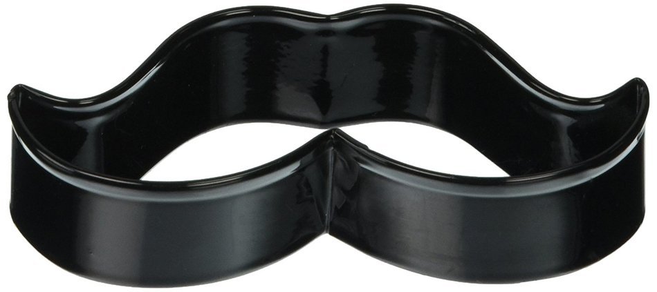 R & M Polyresin Coated Moustache Cookie Cutter, 4-Inch, Black