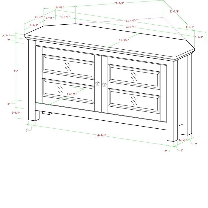 WE Furniture 44" Cordoba Corner TV Stand Console, Espresso N7