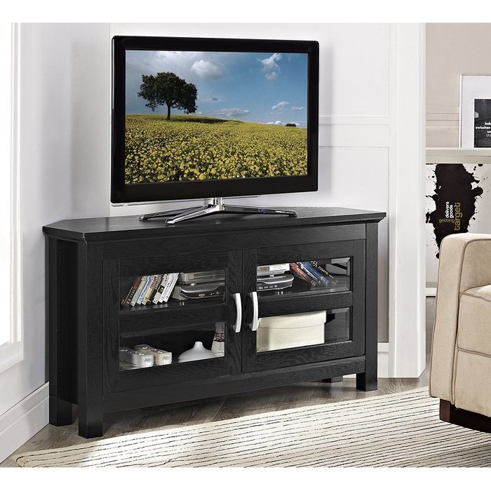 WE Furniture 44" Cordoba Corner TV Stand Console, Espresso N11