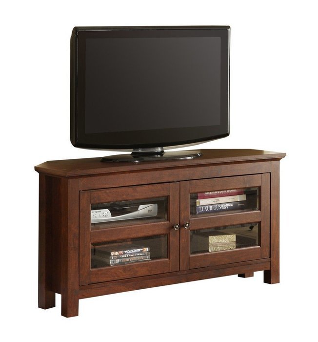 WE Furniture 44" Cordoba Corner TV Stand Console, Espresso N17