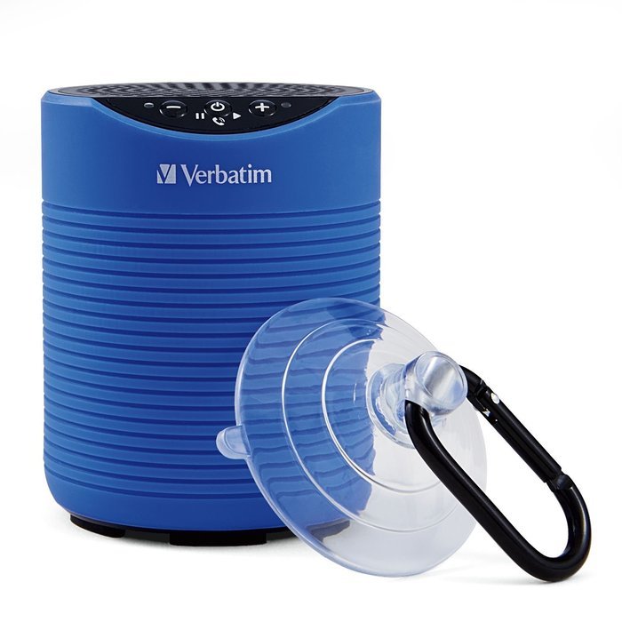 Verbatim Mini Wireless Waterproof Bluetooth Speaker with Microphone, Blue 98592 N2