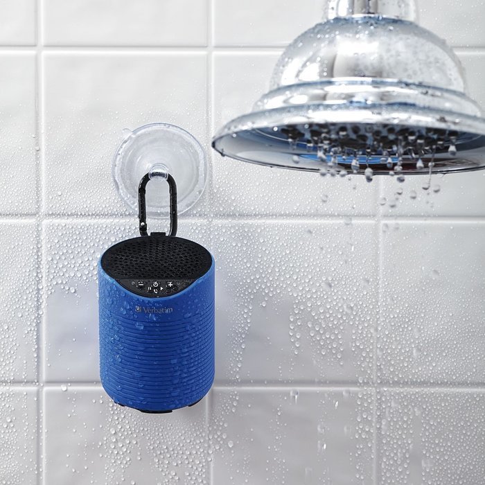 Verbatim Mini Wireless Waterproof Bluetooth Speaker with Microphone, Blue 98592 N5