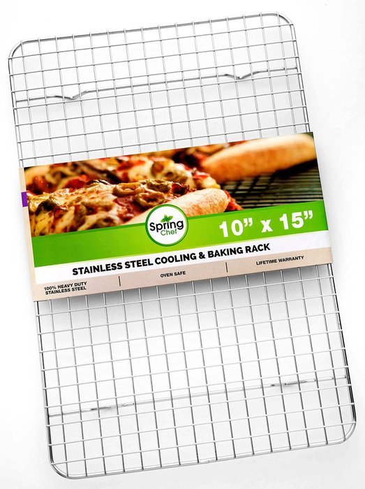 Oven Safe, Heavy Duty Stainless Steel Baking Rack & Cooling Rack, 12 x 17 inches Fits Half Sheet Pan N10
