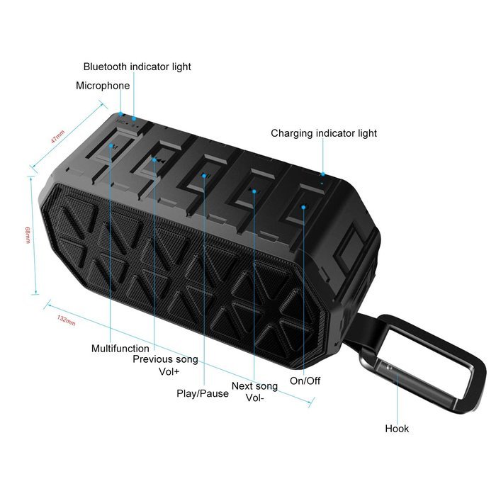 NATIONALMATER Portable Bluetooth Speaker Shockproof Waterproof and Dustproof 10W Sport Bluetooth 4.0 Speakers... N10