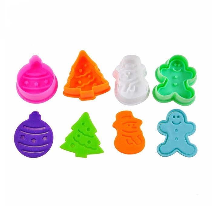 FOUR-C Cookie Plunger Cutters Christmas Tree Snowman Model Cookie Molds Cutter Set for Cookie Decorating Color...