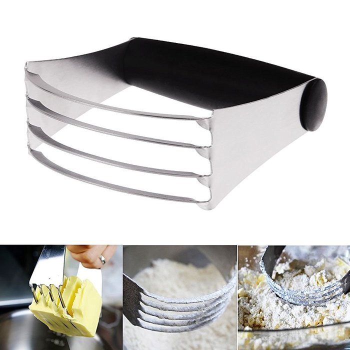 Stainless Steel Pastry Scraper & Dough Blender Set with Blades, PRO Multipurpose Bench Scraper/ Pizza Dough Cutter... N5
