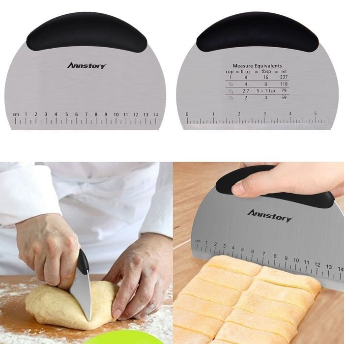 Stainless Steel Pastry Scraper & Dough Blender Set with Blades, PRO Multipurpose Bench Scraper/ Pizza Dough Cutter... N6