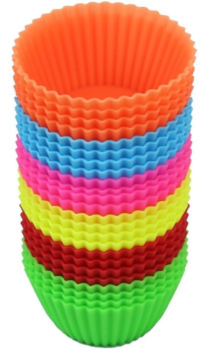 Chinashow 36 Pcs Reusable Silicone Baking Cups Cupcake Liners Muffin Cups [12 Heart-Shaped 12 Round Cups, 12 Five-pointed... N5